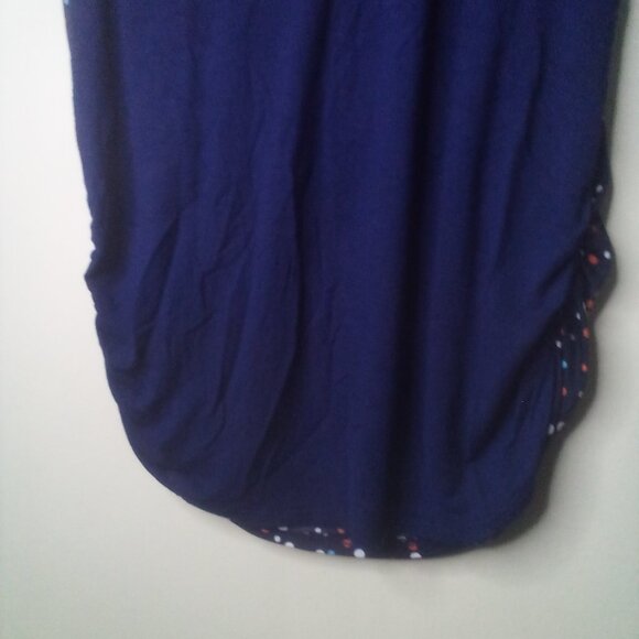 Robin's Nest Shirt Maternity L Short Sleeve Polka Dot Color Block Blue Red - Picture 10 of 15